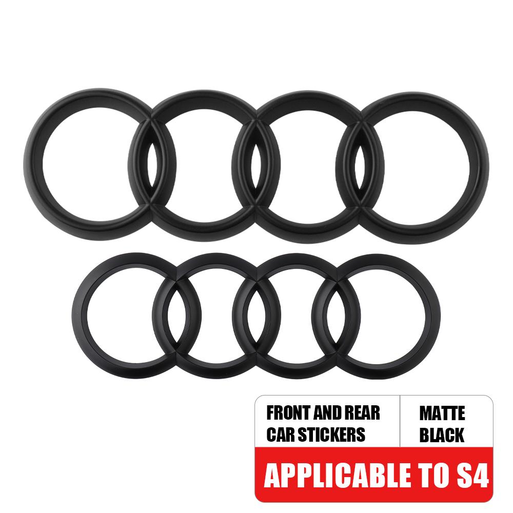 3D 4w 4 Ring Badge Accessories Car Front Bonnet Grille Rear Trunk Emblem Decoration Sticker For 4w S4 Original Replacementw4