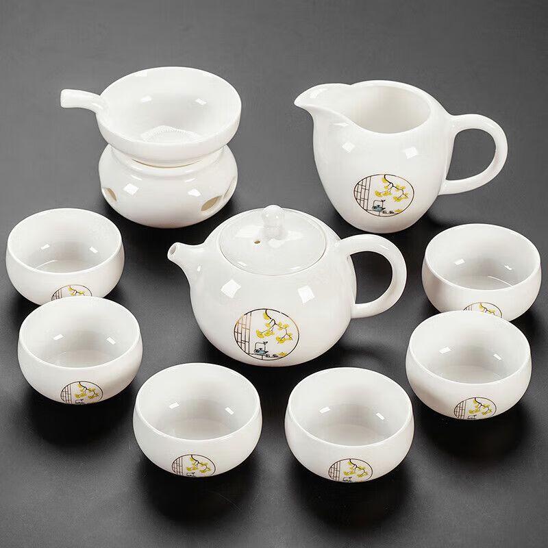 

Elegant Suet Jade Ceramic Kung Fu Tea Set