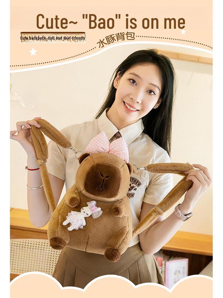 Capybara Cartoon Plüschrucksack für Kinder – Süße, trendige und beliebte Spielzeugpuppe