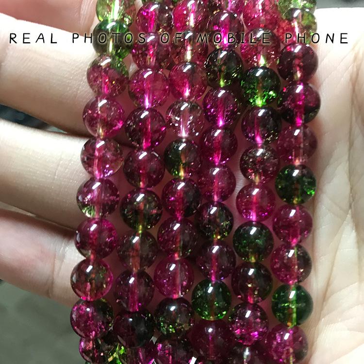 Tourmaline-Enhanced White Crystal Natural Stone Beads for DIY Jewelry Making 6mm, ~62 beads, ~20g