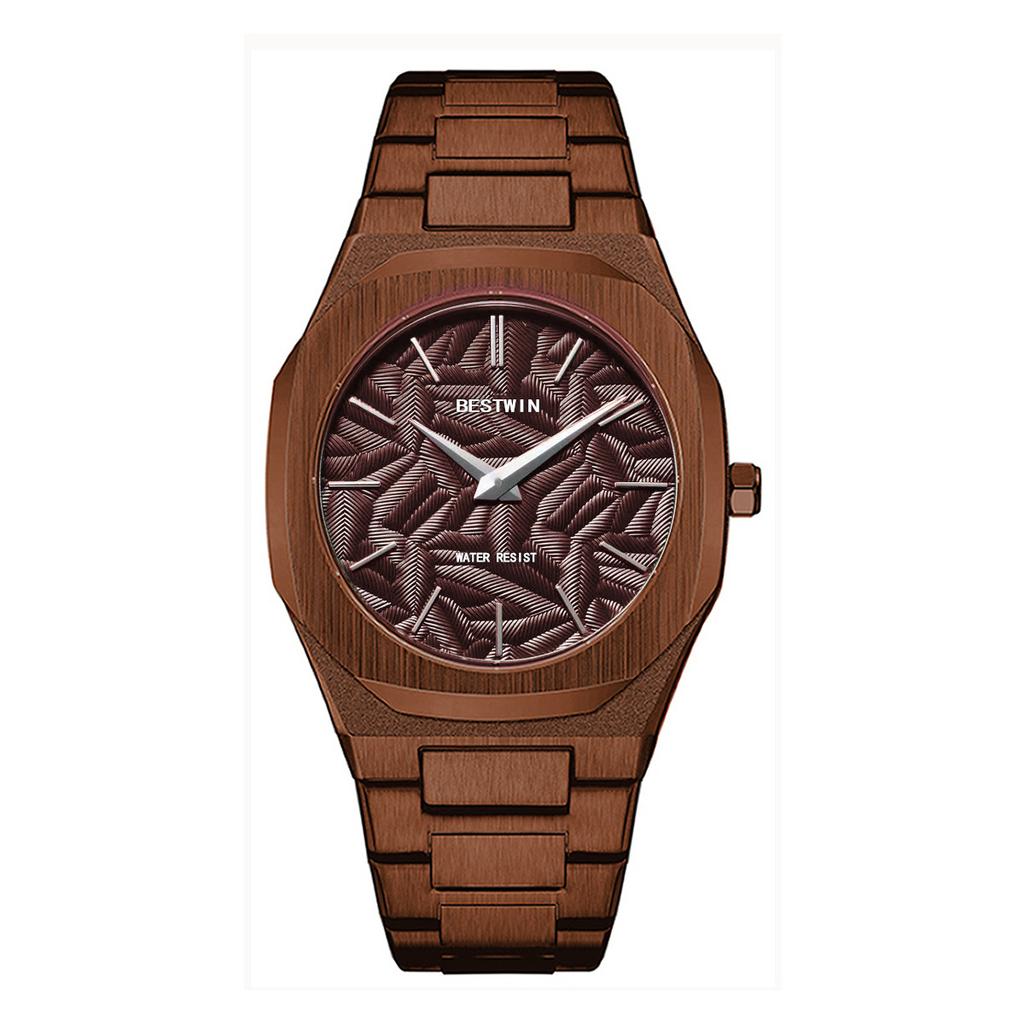 Men's Watch Embossed Leaf Characteristic Face Quartz Waterproof Watch