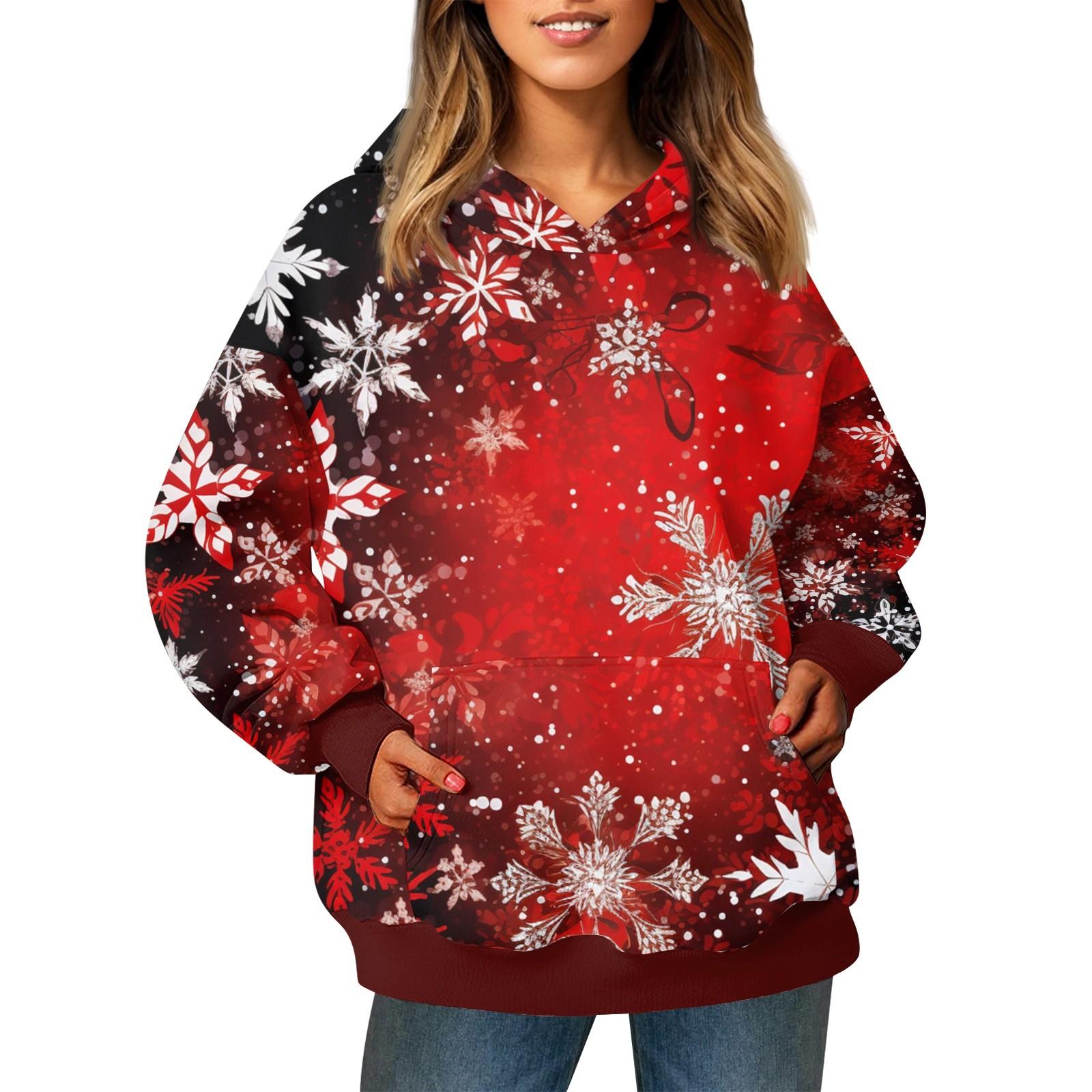 Женский модный свитер с длинными рукавами и рождественским принтом — фото 10