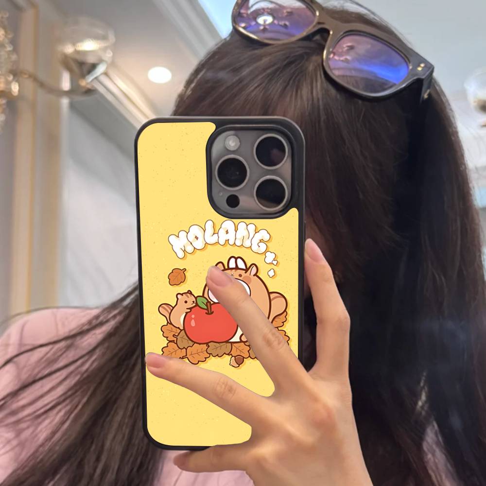 Kawaii Cute Rabbit M-MolangS Anime Phone Case For IPhone 17 16 Pro Max Air 13 12 Mini 14 15 Plus 11 PC+TPU Back Cover