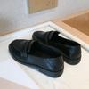 Loafers Women's Summer Thick Low-heeled Single Shoes Neutral Unisex Black Matte Small Leather Shoes Women's Skirt