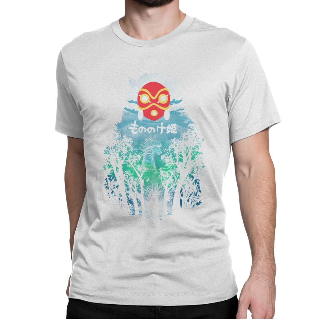 Vintage River Flows In You T Shirt For Men Pure Cotton T Shirts Princess Mononoke Ghibli