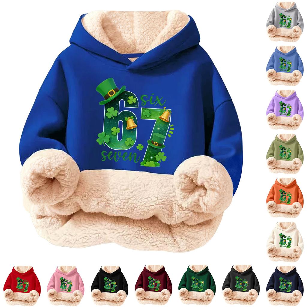 Children's Fashionable Printing Casual Fleece Hooded Loose Fit Hoodie Without Pockets