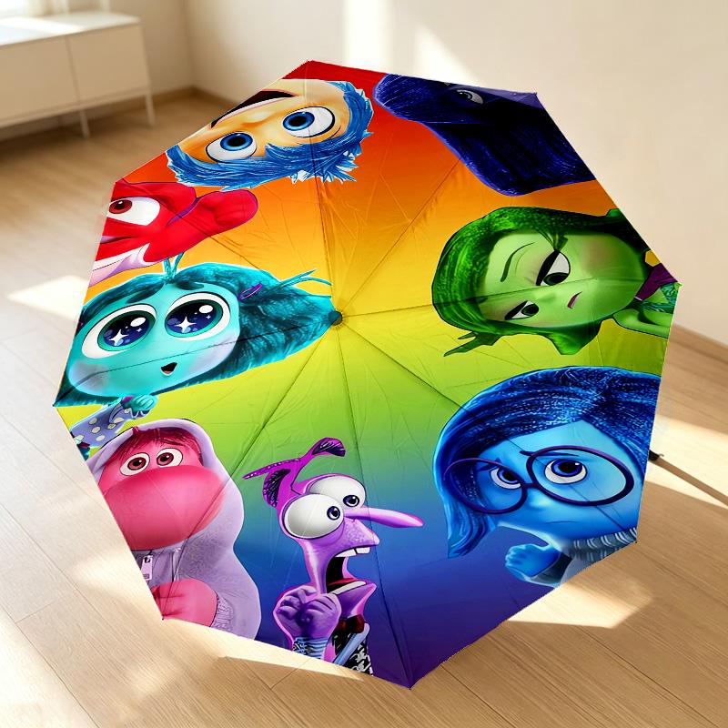 Inside Out Emotions 8 Ribs 3Fold Black Glue Uv Protection Umbrella Sun Protection Rainproof Compact Folding Umbrella For Travel Daily Use C9241003