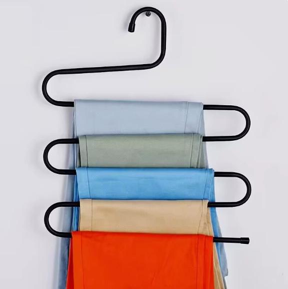 Multi Layer Pants Hanger Stainless Steel Folding Trouser Rack Space Saving Clothes Organizer for Closet Storage