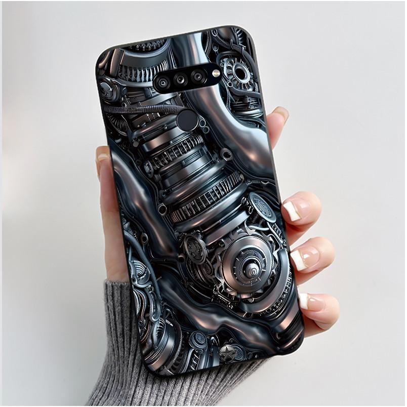 Soft Shockproof Phone Case For LG K50S Bumper Silicone Black Case New Design Viral Pattern Koi Shell Cute Colorful Cover