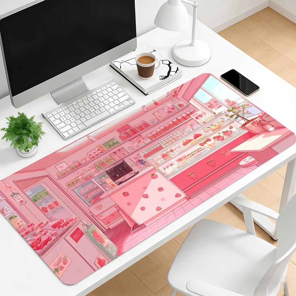 Große Schreibtischunterlage Kirschblütenstraße Café Gaming Rutschfest Gummi Verriegelte Kante Erweitert Tastatur Computer Laptop Büro Spiel