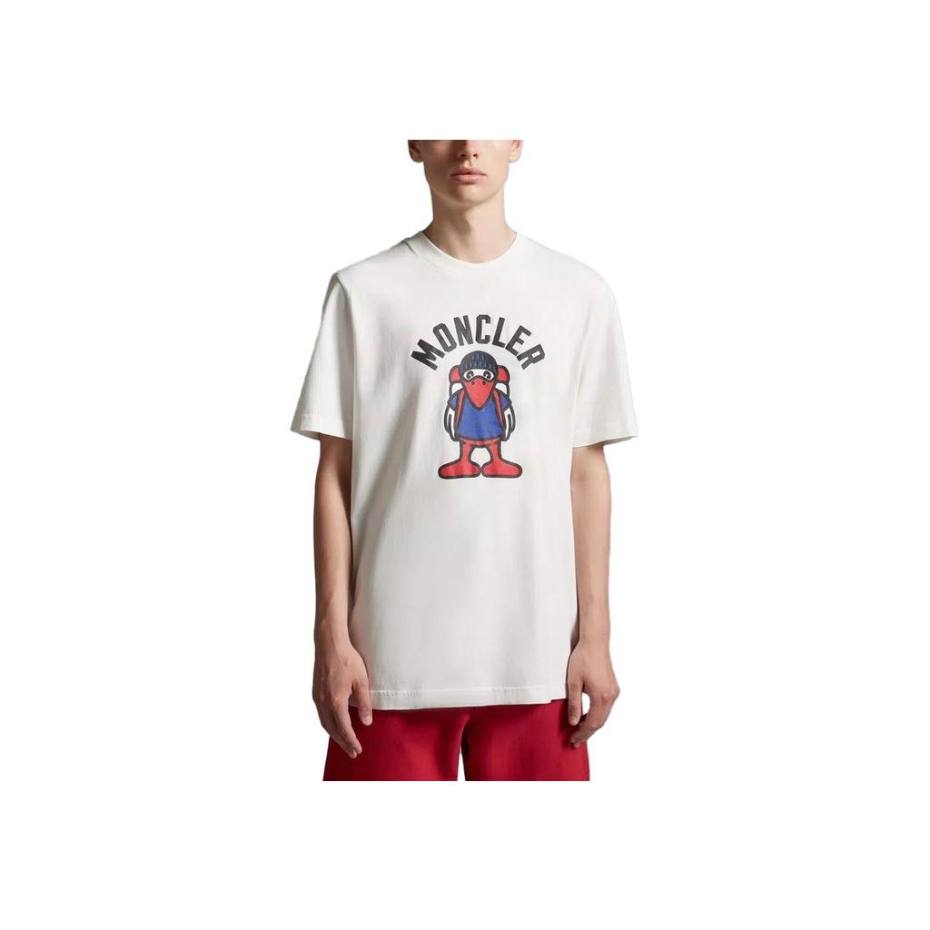 Moncler Motif T-Shirt Round Neck Animal Print Letter Loose Short Sleeve T-Shirt Men T-Shirts White I20918C000588390T032