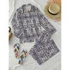 Bohemian Exotic Style Long-sleeved Trousers Suit Women's Ethnic Style Elephant Print Shirt Wide-leg Pants Two-piece Set