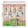 Elegant Pastoral Birdcage & Floral Shower Curtain, Machine Washable Polyester, Artistic Bathroom Decor, Vibrant Design