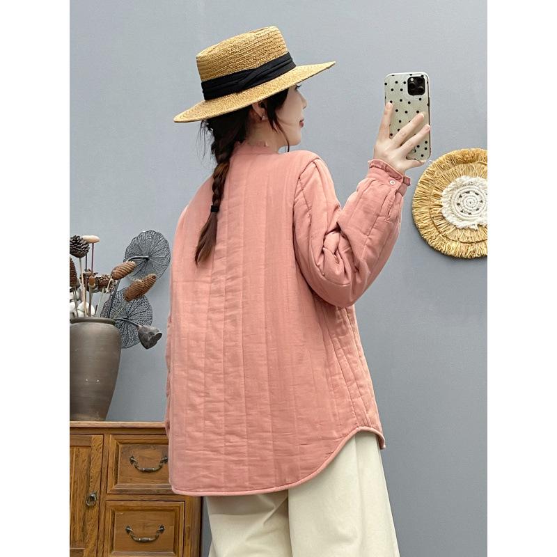 2025 Autumn/Winter Elegant Stand Collar Lace Long Sleeve Cardigan Top for Women in Japanese Literary Style