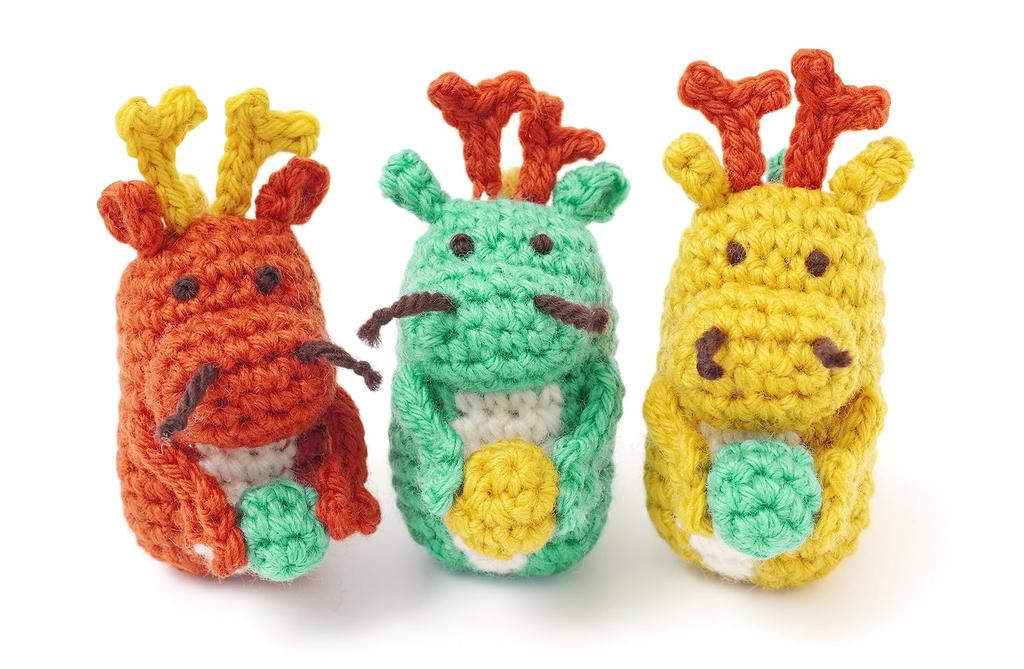 Raw wool Knitting kit Zodiac Amigurumi 2024 Dragon itohenlab.