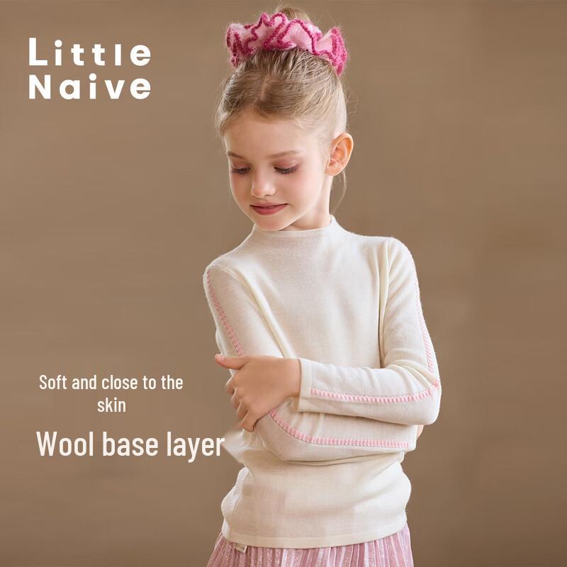 Little Naive Girls  Wool Blend Half-High Collar Knit Top 110