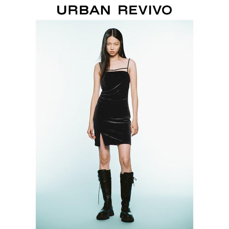 

UR Autumn 2025 Velvet Slit Spaghetti Strap Midi Dress L