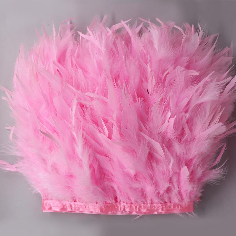 10 Meter Fluffy Colorful Turkey Feathers Fringe Turkey Feather Trim Ribbon Plume For Latin Dance Stage Wedding Sewing Diy Crafts