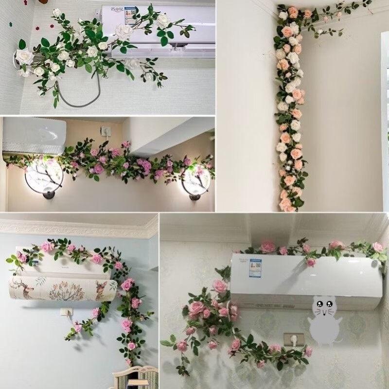 Artificial Rose Vine Garland with Green Leaves