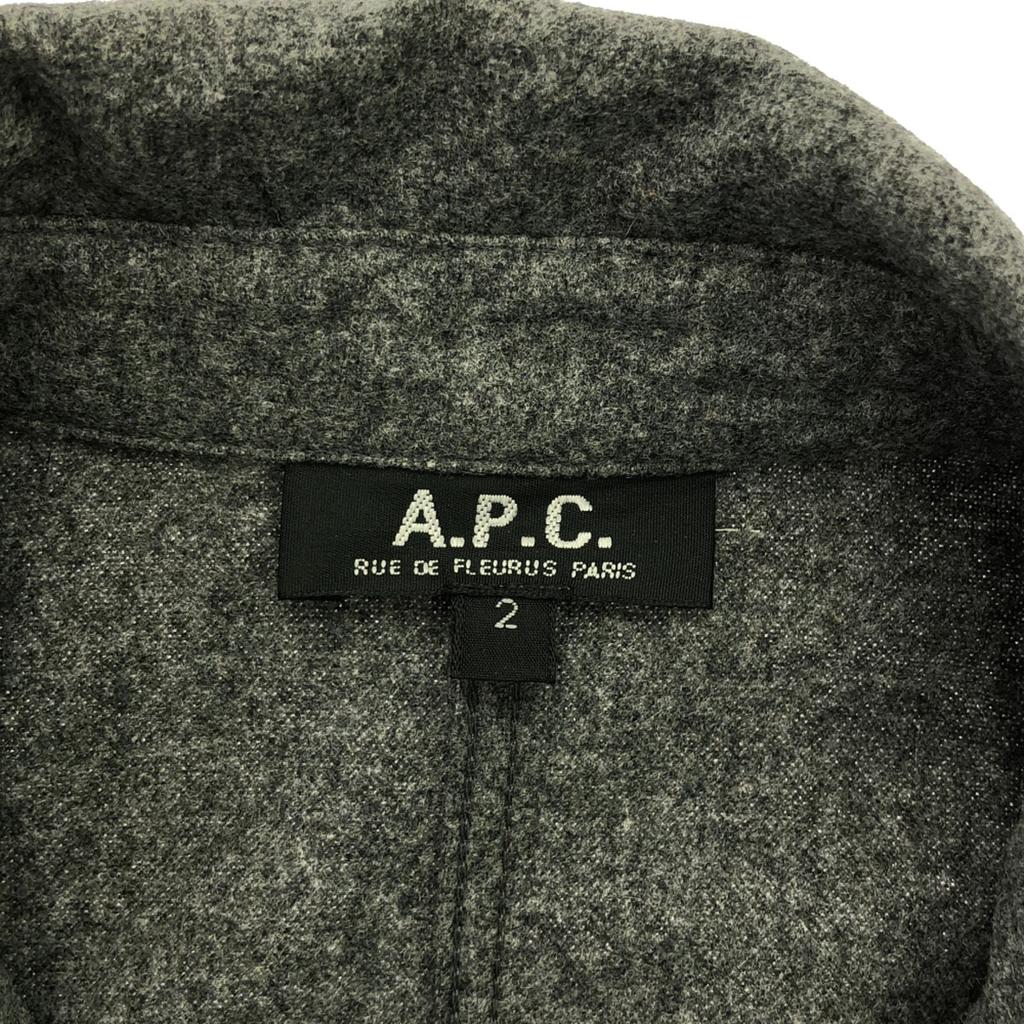 A.P.C. Γαλλικό μάλλινο μίγμα Σακάκι πουκάμισο 2 γκρι Ανδρικό Μεταχειρισμένο