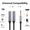 30Cm Long 6.5mm Mono Sound Y Cable Splitter Adapter Cord Line For Double Output To Amplifiers And PA Systems