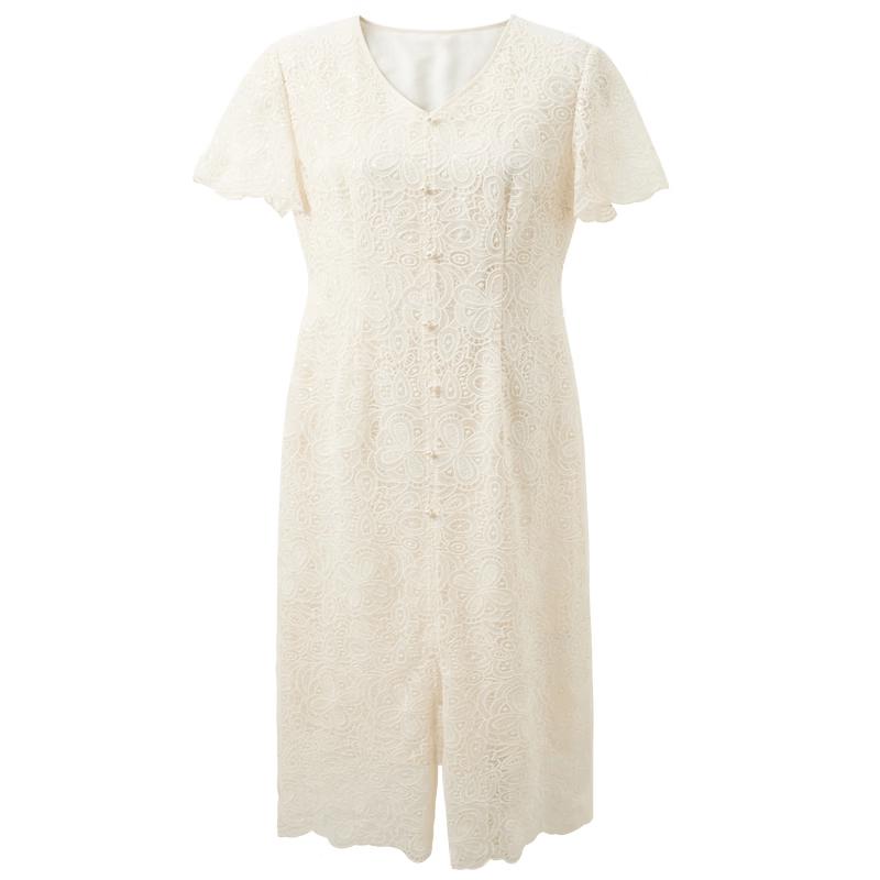 Sancai Plus Size Old Money Style Embroidered Dress