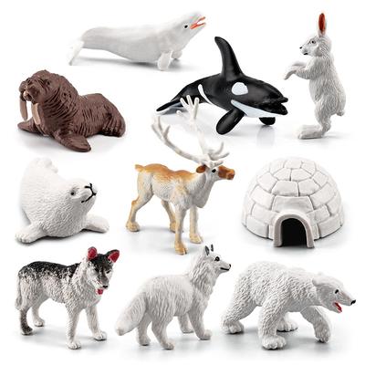 Kindersimulation Tiermodell 10-teiliges Set Arktische Wintertiere Beluga Wal Robbe Husky Iglu Dekoration Spielzeug