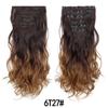 6PCS Set Hairpiece Clip In Hair Extensions Long Wavy Hair Full Head Brown Ombre Gradient Color Natural Look