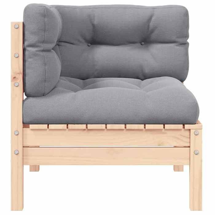 VidaXL Bois de Pin Massif Canapé d'Angle de Jardin avec Coussins Canapé d'Angle de Patio Meuble de Terrasse Canapé de Jardin 806627