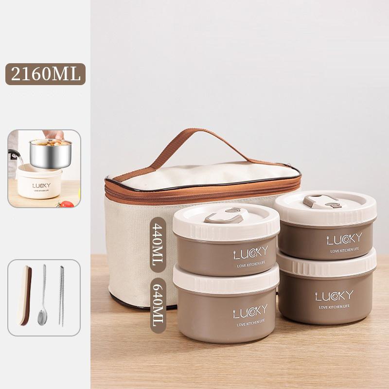 1Set Lunch Box Portable Insulated Lunch Container Set Stackable Bento Stainless Steel Lunch Container