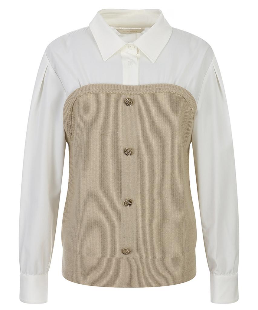 MAREMONTE Knit Contrast Collar Blouse_M242Mbl09S0