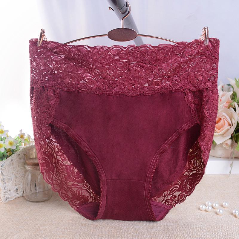 Chiloți de damă modal cu talie înaltă și bordură din dantelă - Mărimi mari, respirabili și confortabili
