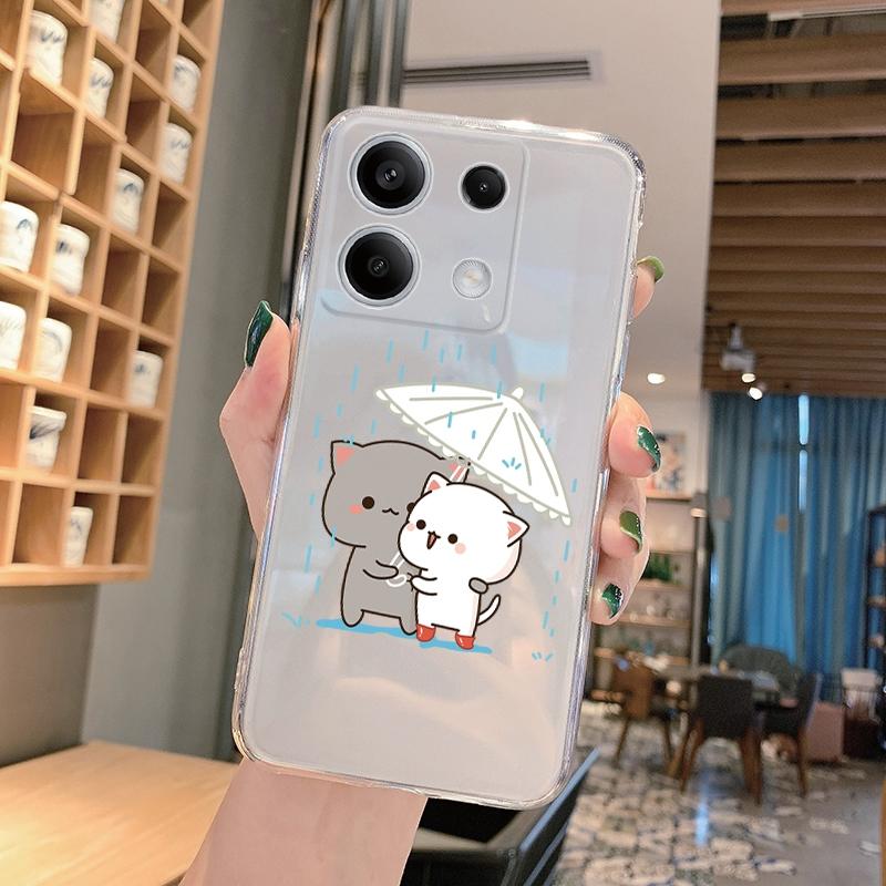 Roztomilé měkké silikonové průhledné pouzdro se vzorem pro Xiaomi Redmi Note 13 Pro Poco C65 Samsung A55 A35 M35 S24 iPhone 15 Ochranný kryt fotoaparátu proti nárazu