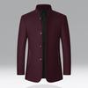 Men Woolen Coat Stand Collar Solid Color Windproof Autumn Winter Thicken Trench Coat Overcoat Business Windbreaker Streetwear