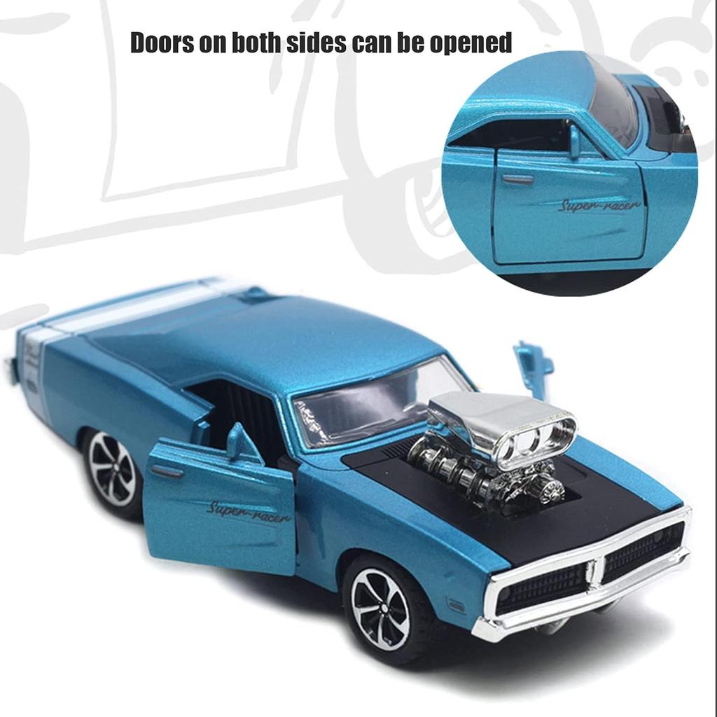 Model Mașină de Curse Dodge Super la Scară 1/32, Jucărie Mașină cu Sunet și Lumină, Model Mașină Aliaj cu Tragere Înapoi Retro pentru Familie pentru Acasă