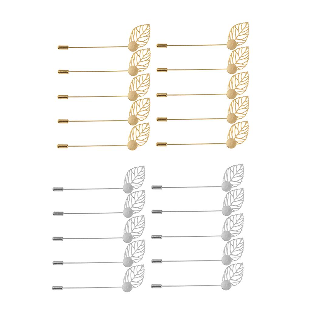 LoveinDIY 10pcs Brass Leaf Clutch Stick Pin 1cm Base Glue On Pad Brooch Collar Pins