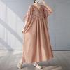 Cotton and Linen Summer Patchwork Retro Style Dress Long Skirt