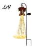 Metal Iron Garden Art Ornaments Solar Powered Christmas Light Outdoor Stake Festive Scene Decor Star Snowflake Waterfall String Lamp Holiday