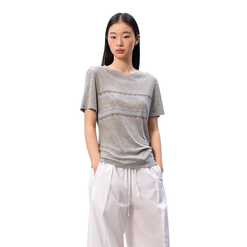 GREEN BELT Lyocell Blend Printed Short Sleeve T-Shirt L
