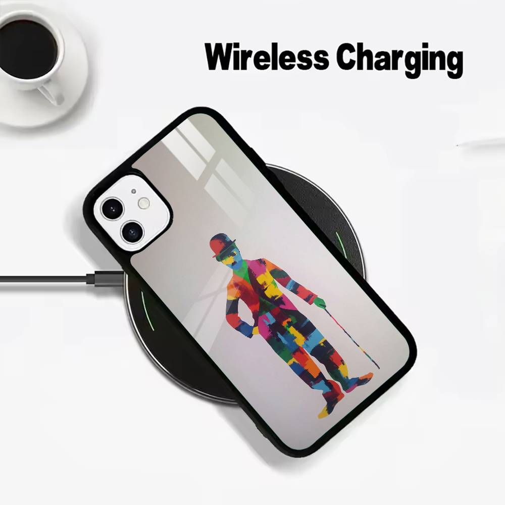 C-Charlie Chaplin Phone Case For IPhone17 16 15 14 13 12 11 Pro Max 16/15/14Plus Wireless Charger Cover Funda