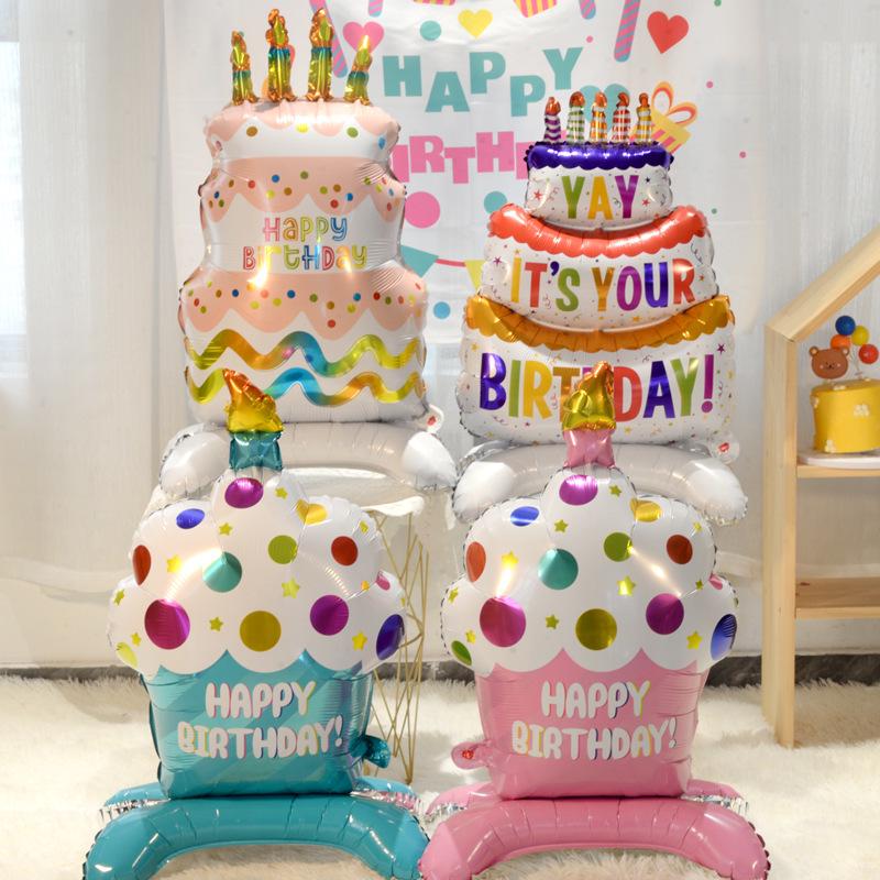 Large Cartoon Stand Cake Balloons for Kids' Birthday Party Decorations