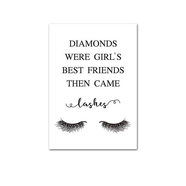 Anleitung für Make-up-Techniker für Wimpernverlängerungen, Wandkunst, Leinwandmalerei, Wimpern, abstrakte Kunst, Bild für Schönheitssalon, Zimmerdekoration