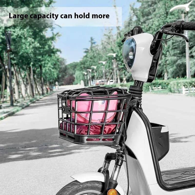 1 Set Große Kapazität Anti-Extrusion Fahrrad-Frontkorb Schwarz PC Abnehmbarer Fahrradkorb Mit Deckel Für Elektrofahrrad