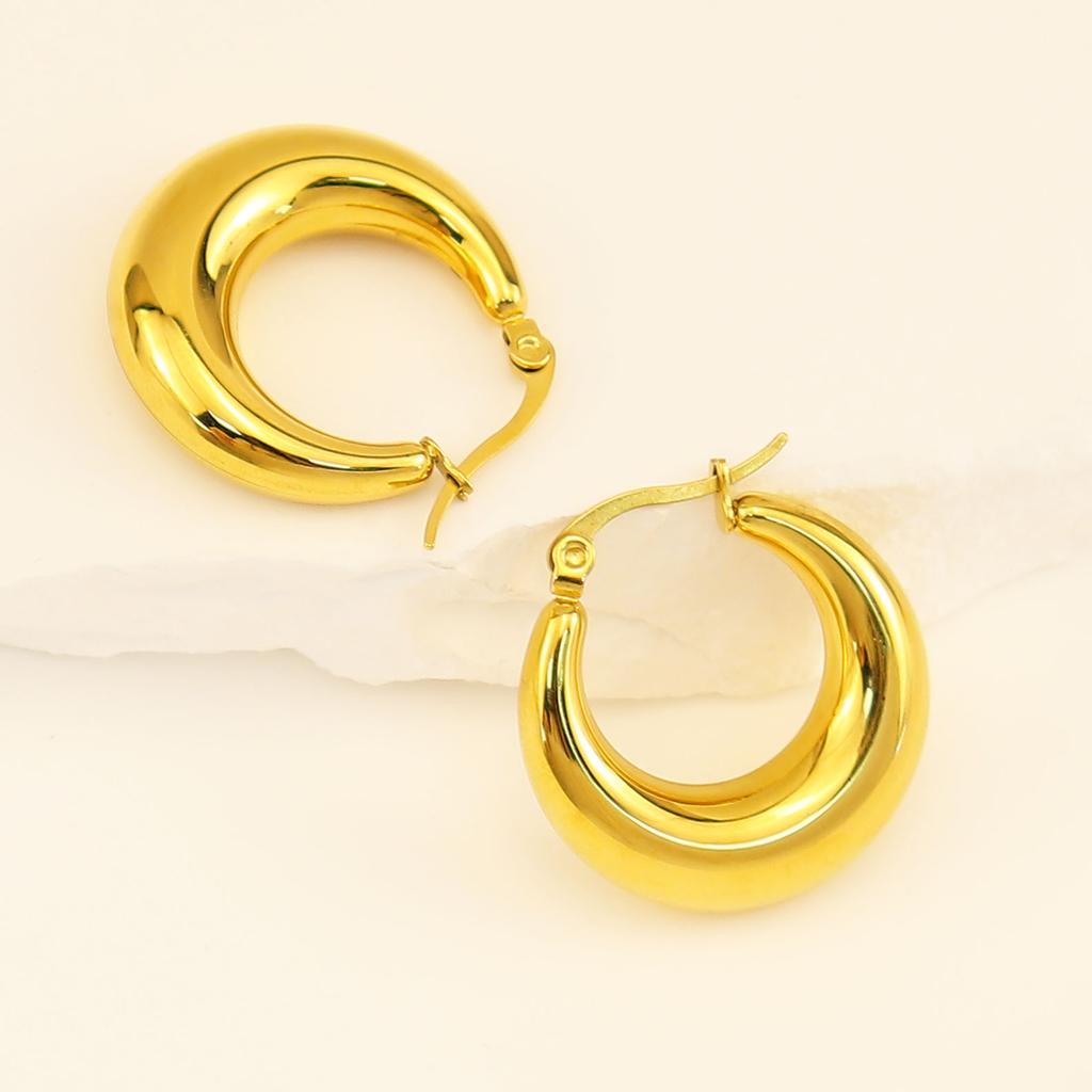French Stainless Steel Crescent Titanium Steel Earrings Premium Sense Hollow Earrings Light Luxury Ears, Accessories