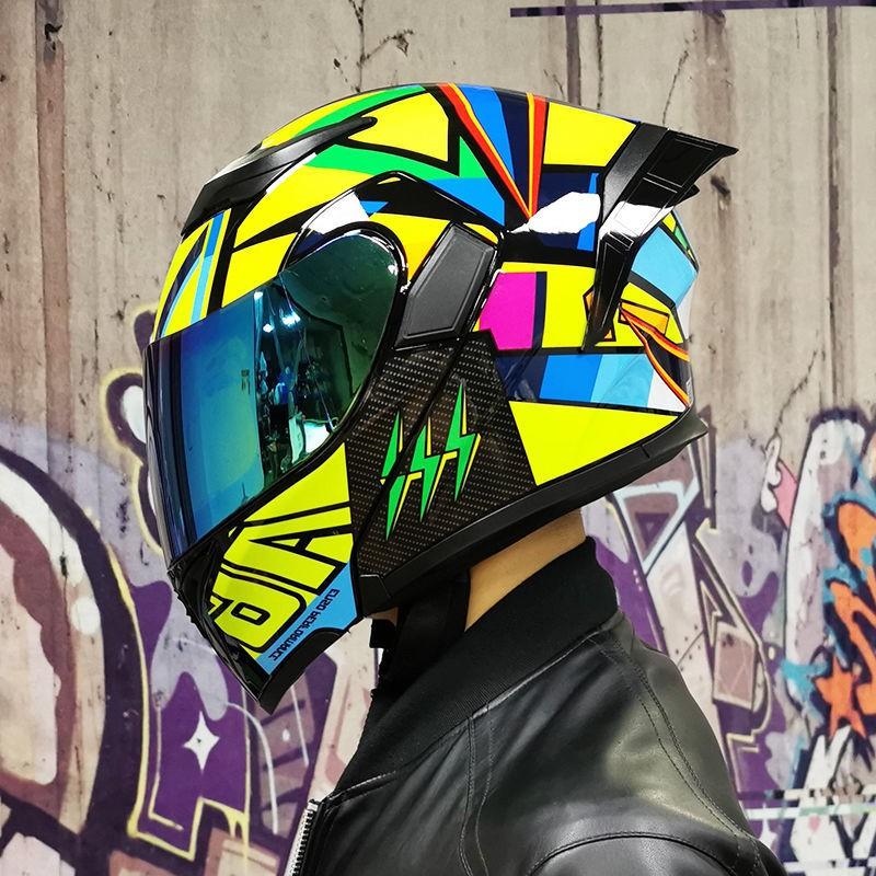 JIEKAI Flip-Up Motorcycle Helmet Women Couples Dual Lens Full Face Scooter Riding ABS Material