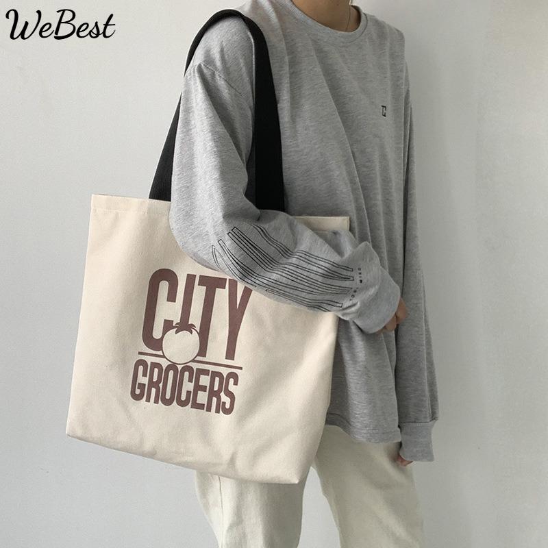 

Large Capacity Canvas Bag Shoulder Simple Letter Bag