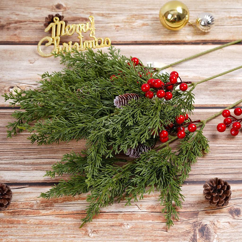 Outdoor Holiday Decorations 48Cm Single Cedar Red Fruit, Artificial Simulation Christmas Home Decoration Photo Props