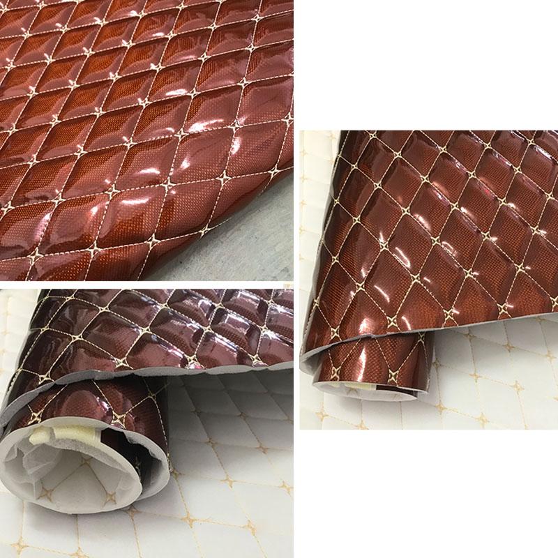 Embroidered Thick Sponge Artificial PU Leather Fabric For Upholstery Furniture Car Floor Background Door Decor Faux Leather