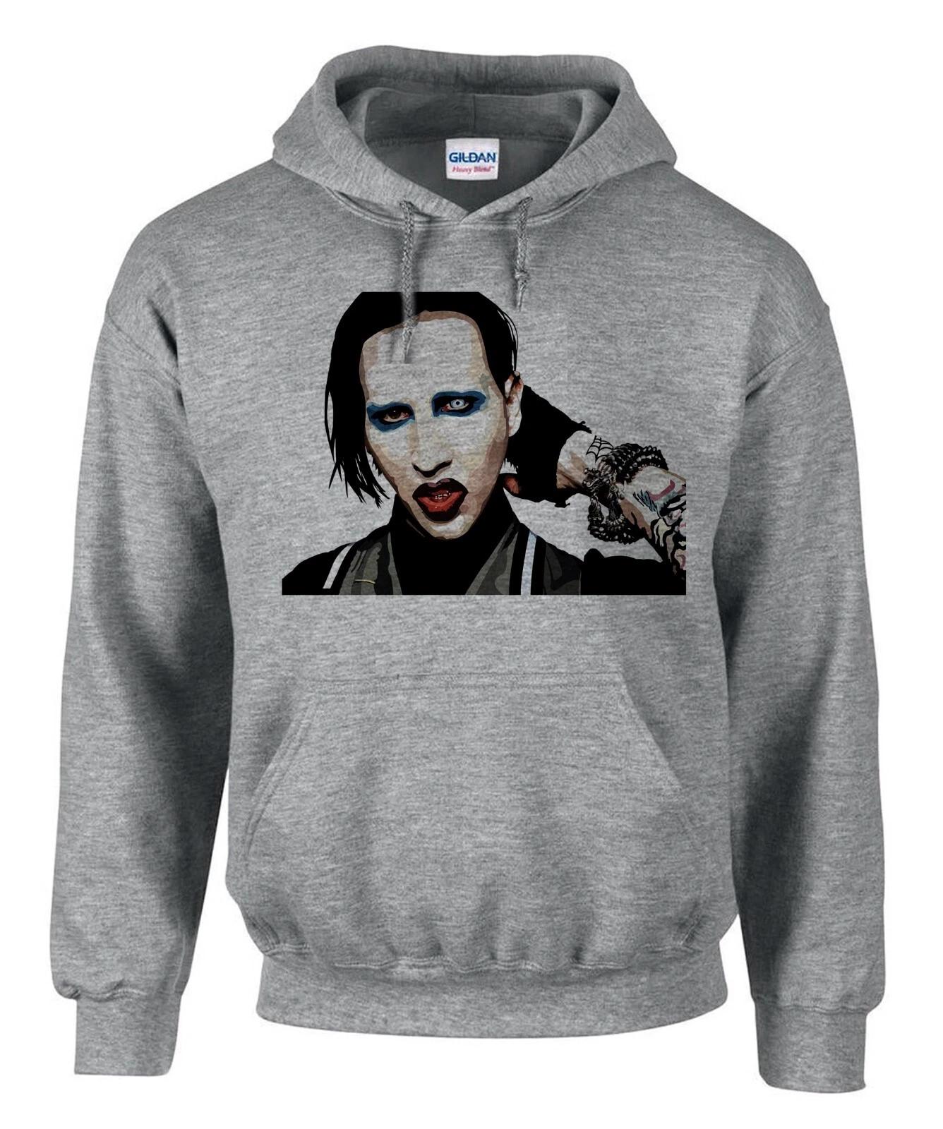 Marilyn Manson Rock Music Grau Hoodies Kapuzenpullover -3544 -Grau S