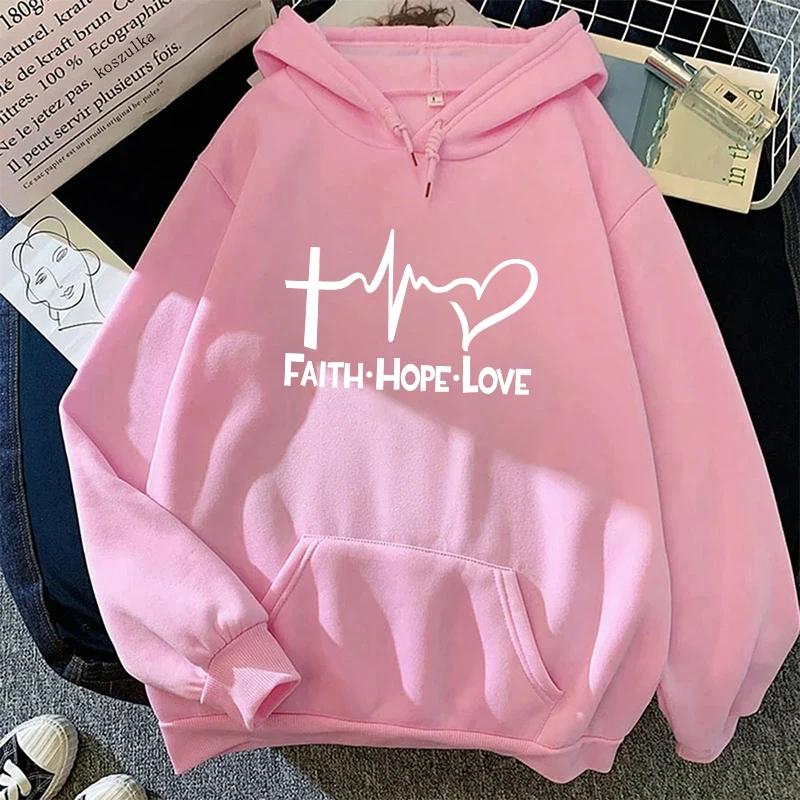 Kangaroo Pocket Hoodie New Arrival Women's Sweatshirt High Grade Heart Print All Season Ladies Home Outdoor Comfort Pullover
